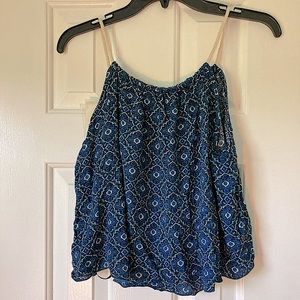 Forever 21 Blue Patterned Belly Shirt